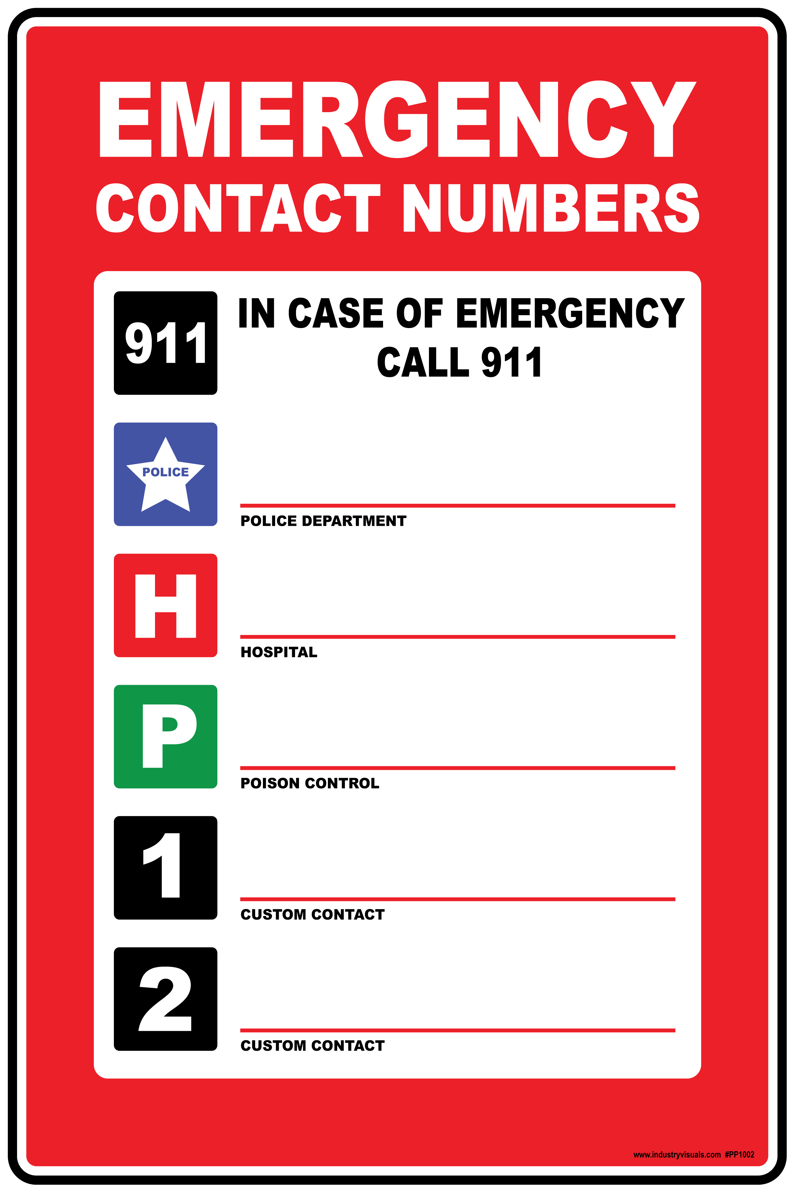 emergency phone number poster industry visuals